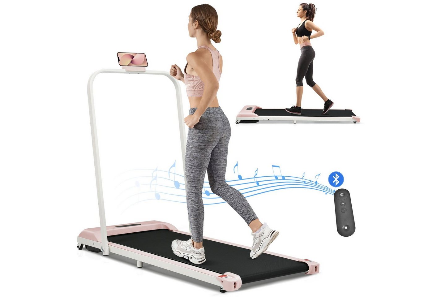 Merax Laufband elektrisch, Underdesk Treadmill, Walking Jogging Pad, Klappbar 1-6 km/h mit Fernbedienung, Bluetooth, LED-Display von Merax