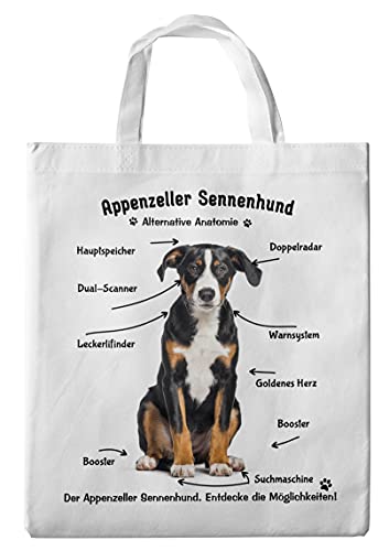 Merchandise for Fans Einkaufstasche - 38 x 42 cm - Motiv: Alternative Anatomie Appenzeller Sennenhund 02 von Merchandise for Fans