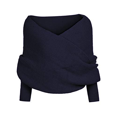 Merkts Damen-Schal, warm im Herbst und Winter, dick, mit Ärmeln, Marineblau, 220 x 40 cm von Merkts