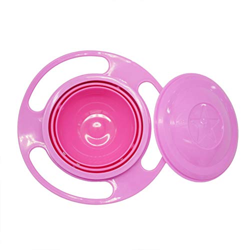 Merkts Niedliche drehbare Balance-Schale, 360° drehbar, Anti-Überlauf-Schüssel mit Deckel, Gyro-Schüssel, geeignet für Kinder zum Gehen, Pink von Merkts