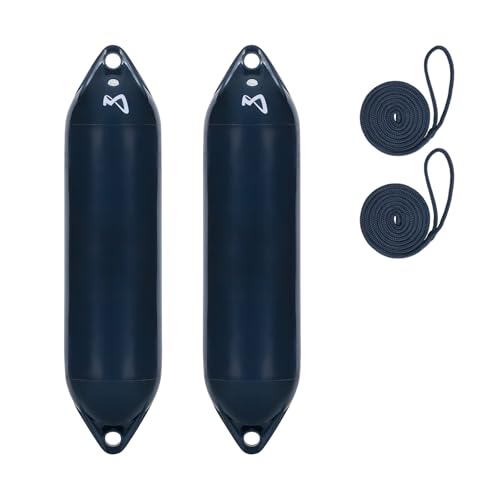 Mesle Bootsfender Ultra 2er Set mit Leine, ø 14 cm | 59.5 cm lang, Langfender aufblasbar, Bootsfender, Fender Schiff Yacht Schlauchboot von Mesle
