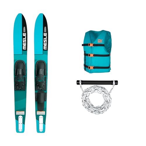 Mesle Wasser-Ski Set XPlore 157 cm mit Weste Promo + Leine Set, Anfänger und Fortgeschrittene Combo-Ski Ausrüstung für Jugendliche und Erwachsene von Mesle