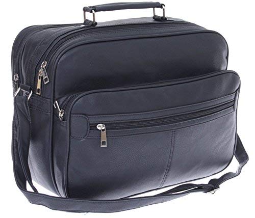 Messenger Bag XL Arbeitstasche, Herren Messenger Bag, Umhängetasche, Reisetasche, Lederoptik schwarz schwarz Querformat von Messenger-Bag