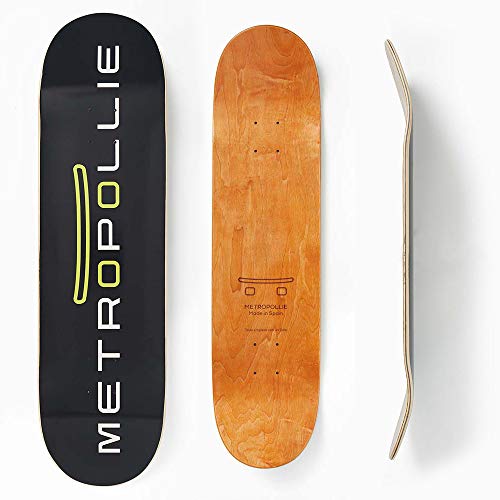 Metropollie Skateboard, Schwarz, für Kinder, Mädchen, Teenager, Erwachsene, Anfänger, 7-lagig, 100 % kanadisches Ahornholz, Hard Rock von Metropollie