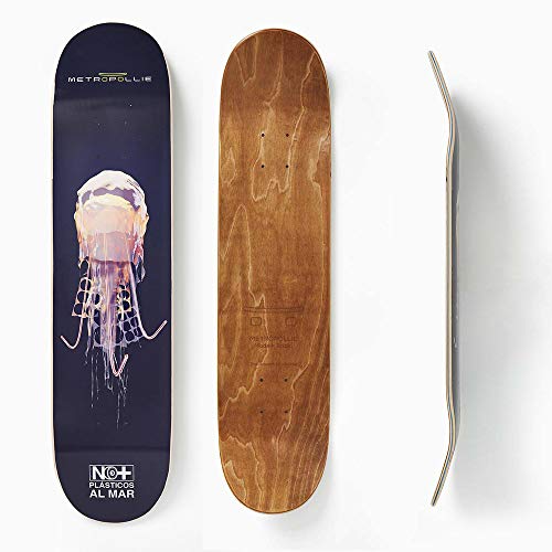 Metropollie Plastic Jellyfish Skate Board, Skate for Boys Girls Teens Adults Beginner, 7 Layer Board 100% Canadian Maple Hard Rock Wood, Navy Blue, 8.0 Inch von Metropollie