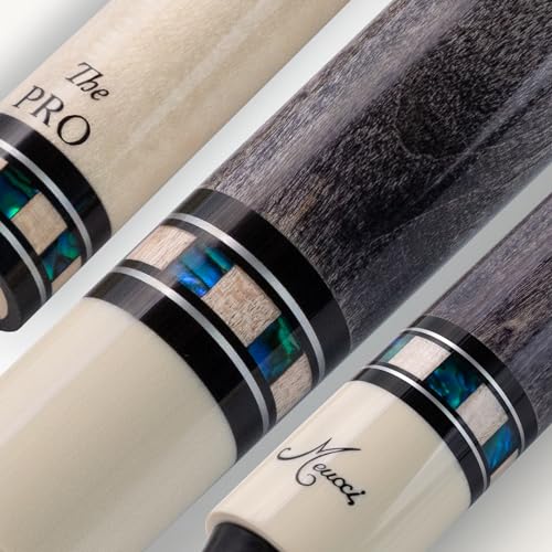Meucci Billardqueue-Stick – Merry Widow, Blau – Ahorn Pool Stick w/Paua Shell Squares Design, Irish Linen Wrap, Ultraskin Medium Queue-Spitzen – 540 g Billardqueue mit geringer Ablenkung – von Meucci