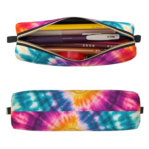 Mexpekil Federmäppchen aus Leder für Mädchen und Jungen, kleine Stift-Organizer-Tasche, Reißverschluss, schmal, Mehrzweck-Tasche für Schulbedarf, Kinder und Erwachsene, Bunt gefärbt, Einheitsgröße von Mexpekil