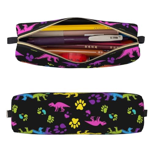 Mexpekil Federmäppchen aus Leder für Mädchen und Jungen, kleine Stift-Organizer-Tasche, Reißverschluss, schmal, Mehrzweck-Tasche für Schulbedarf, Kinder und Erwachsene, Helle Neon-Tatze, Einheitsgröße von Mexpekil