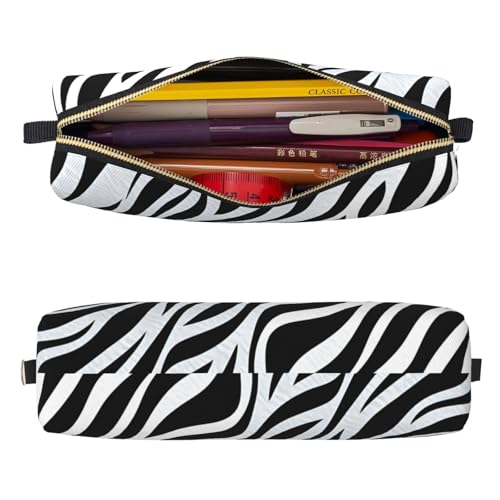 Mexpekil Federmäppchen aus Leder für Mädchen und Jungen, kleine Stift-Organizer-Tasche, Reißverschluss, schmal, Mehrzweck-Tasche für Schulbedarf, Kinder und Erwachsene, Zebramuster, Einheitsgröße von Mexpekil