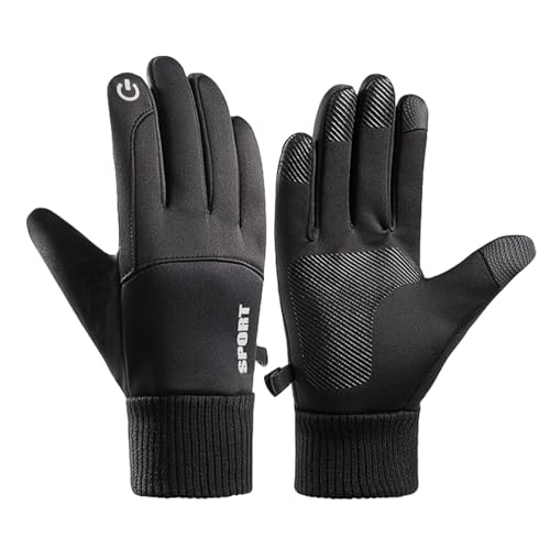 Mezere Winterhandschuhe Herren Reithandschuhe Damen Touchscreen Handschuhe Schwarz,Warme Winter Fahrradhandschuhe Thermo Laufhandschuhe rutschfest Sporthandschuhe mit Verdicktem Fleece-Futter von Mezere