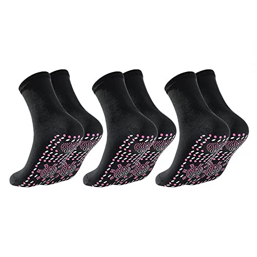 3 Paar selbsterwärmende Socken atmungsaktive warme Wintersocken die Schweiß absorbieren Fußheizungssocken für Männer und Frauen (rot/weiß/schwarz) von MiOYOOW