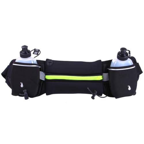 Laufgürteltasche mit 2 Wasserflaschen, wasserdichte Gürteltasche, Verstellbare Hüfttasche für Training, Wandern, Joggen, Radfahren, Spazierengehen von MiOYOOW