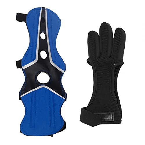 MiOYOOW Bogenschießen Armschutz mit verstellbare atmungsaktive DREI Finger Handschuhe Bogenschießen Zubehör für Recurve Compoundbogen von MiOYOOW
