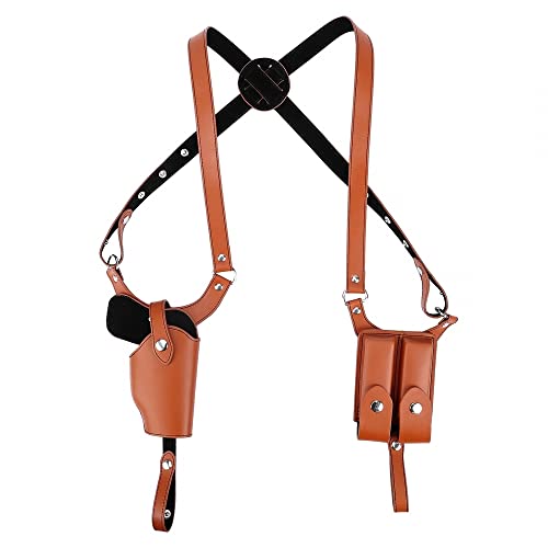 Schulterholster, vertikales Trageholster mit doppelten Magzintaschen PU-Leder für Männer von MiOYOOW