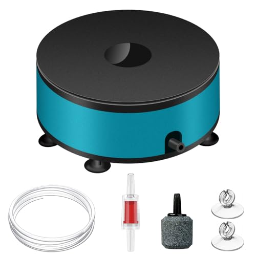 Mini Aquarium Luftpumpe, Tragbare Leise Sauerstoffpumpe für Aquarien, USB Wiederaufladbares Aquarium Bubbler Set mit Airline Schlauch, Luftstein, Rückschlagventil von MiOYOOW