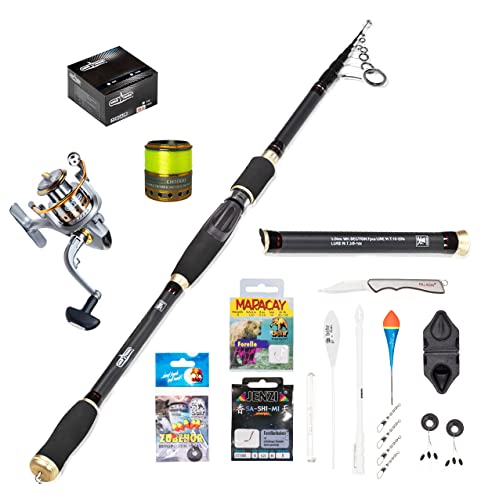 Tackle Master Allround Fishingset Angelset Angelcombo Teleskoprute 3m Angelrolle mit Schnur Zubehörset im Sortierkasten von MiRoeFishing