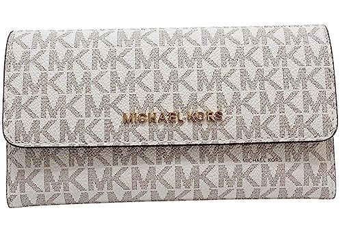 Michael Kors Jet Set Travel Large Trifold Leather Wallet (Vanilla) von Michael Kors