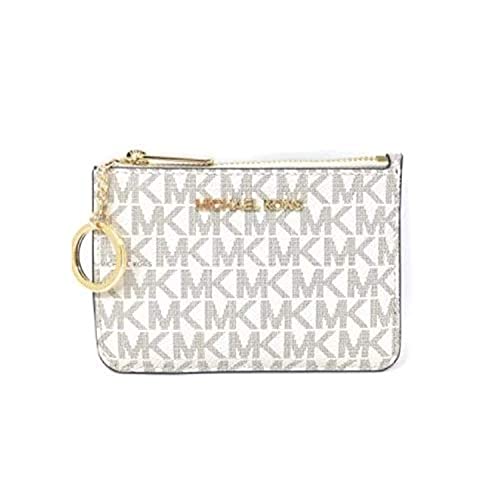 Michael Kors Jet Set Travel Kleines Münzfach mit Reißverschluss Oben und Ausweishalter – PVC-beschichteter Twill, Vanille, Einheitsgröße, schlanke Brieftasche von Michael Kors