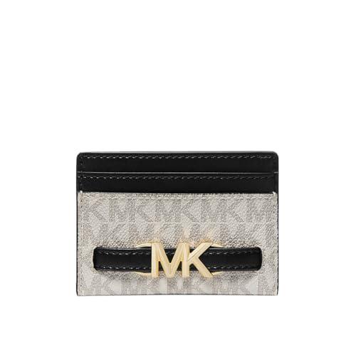Michael Kors Reed Large Card Holder Wallet MK Signature Logo Leather, Vanille / Schwarz von Michael Kors