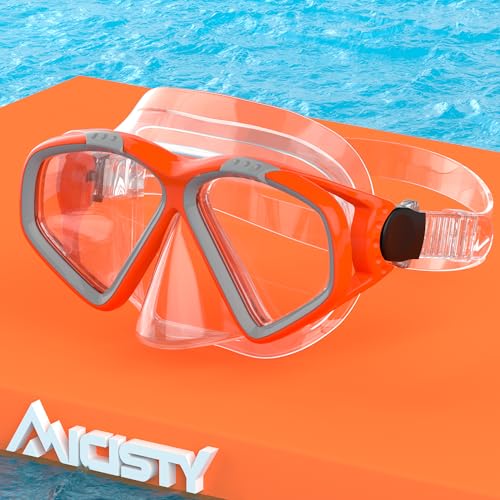Taucherbrille Erwachsene Erwachsene Taucherbrille 180° Panorama Anti-Fog Schwimmbrille Tempered Glas Tauchgerät Maske Verstellbares Silikonband für Schnorcheln Schwimmen von Micisty