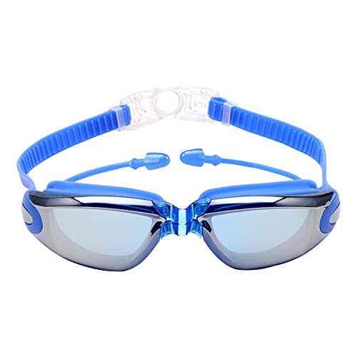 Schwimmbrille mit Ohrstöpsel für Herren Damen Jugendliche - Taucherbrille Erwachsene Anti-Fog und UV Schutz, Wassersport Schwimmbrillen für Männer Frauen Mädchen Jungen 10+ Jahre (Blau) von Micozy