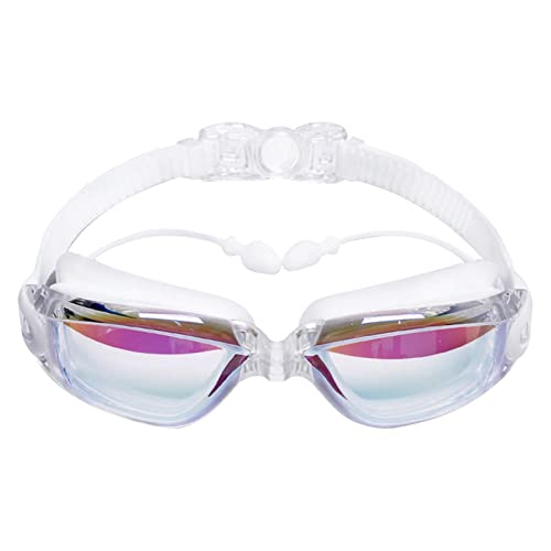 Schwimmbrille mit Ohrstöpsel für Herren Damen Jugendliche - Taucherbrille Erwachsene Anti-Fog und UV Schutz, Wassersport Schwimmbrillen für Männer Frauen Mädchen Jungen 10+ Jahre (Weiß) von Micozy