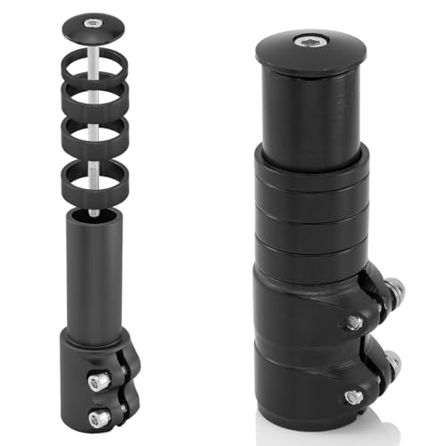 MidGard Fahrrad Gabelschaftverlängerung, Ahead Vorbau Adapter für 1 1/8 (Ø 28.6 mm), Lenkererhöhung aus Leichter Aluminiumlegierung für MTB Trekking E-Bike Inkl. 4 Spacer Schwarz von MidGard