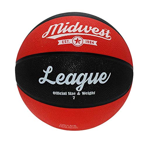 Midwest League Outdoor Freizeitball aus Gummi, schwarz/rot, Größe 7 von Midwest