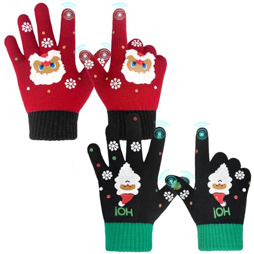 Migliore Wear 2 Paar Winterhandschuhe Kinder, Touchscreen Vollfinger Handschuhe Kinder für 6-8 Jahre, Warm Fahrradhandschuhe für Jungen Mädchen von Migliore Wear