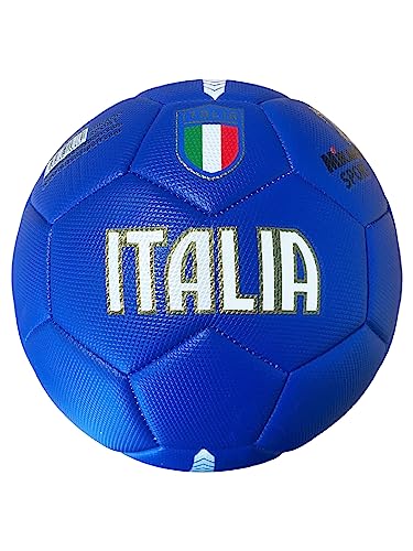 Mikado Sport Fußball, Modell Italien, blau, Ball aus HF PVC, Erwachsene Jungen und Kinder (Größe 5 - Groß) von Mikado Sport