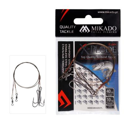 Mikado Stahl-Leader - Mit Wirbel Und Drilling 40cm/10Kg - Braun - 2 Stck 2 von Mikado