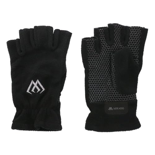 Mikado Fleece Gloves - Half Finger Size M - Black and Gray von Mikado