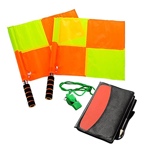 Schiedsrichter-Set, Fußball-Fahnen, Geldbörse, Notizbuch mit roter gelber Karte und Pfeife von Mikiso