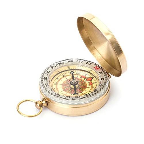Messing Kompass, Kompass, Navigation Kompass, Portable Wasserdicht Kompass mit Leuchtziffern, Taschen kompass, für Camping,Wandern und andere Kompass Outdoor(Golden) von Mikiuly