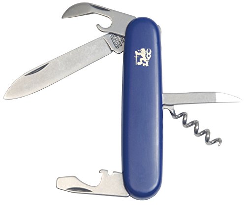 Mikov Stovka I Taschenmesser, 5 Funktionen Multitool Messer, PREMIUM BLUE Kunststoff Griff, scharfes Klappmesser, Outdoormesser 7cm ROSTFREI Klinge für Jagen/ Angeln/ Camping, perfektes Multifunktionswerkzeug von Mikov