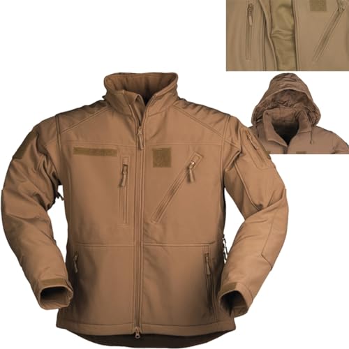 Mil-Tec Softshelljacke SCU 14 für Herren • Taktische Outdoor Funktionsjacke • Atmungsaktive, winddichte & wasserabweisende Übergangsjacke • Ideale Freizeitjacke oder Wanderjacke • Dark Coyote, XL von Mil-Tec