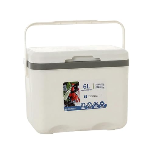 Milageto Kühlbox, für Gefrorene/warme Speisen, mit Griff, 6 l, isolierte Box, klein, für Boot, Picknick, Camping, Angeln, Lebensmittel, Weiß von Milageto