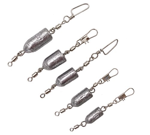 10 Stück Angel-Gewichte Bullet Lead Sinker Rolling Swivel mit Interlock Snap Connector Inline,8 g 10 g 15 g 20 g 25 g erhältlich (8 g, 10 g, 15 g, 20 g, 25 g, 10 Stück) von Milepetus