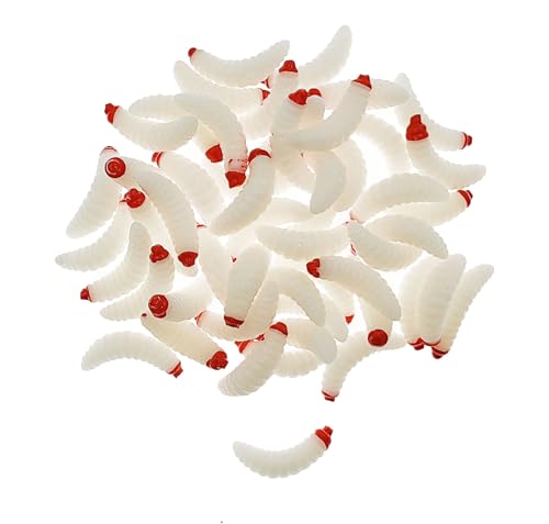 Silikon Soft Maden Wurm Soft Artificial Bread Wurm Angelköder künstliche Brotwürmer Angelköder (Weiß(50pcs)) von Milepetus