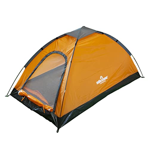 Milestone Camping 2 Person Dome Tent Camping 18839 2 Mann Kuppelzelt mit Tragetasche, Orange/Grau von Milestone Camping