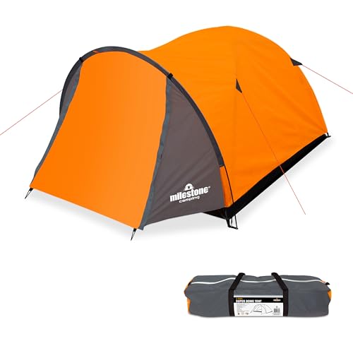 Milestone Camping 2 Person Tent Camping 18859 2 Mann Super Dome Zelt ~ Orange, Grau, 110 x W150 x D240 + 50cm von Milestone Camping