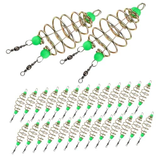 Milisten 45 Stück Luminous Spring Fishing Feeder Cage Metall Form Köderhalter für Karpfen Angeln Grobfisch Köder Zubehör mit Leuchtperlen von Milisten