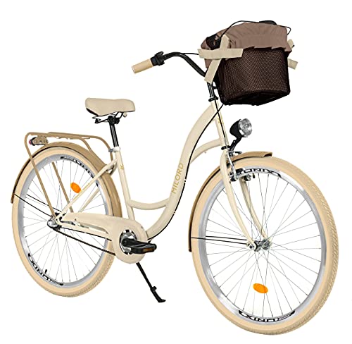 Milord. 26 Zoll 3-Gang Creme Braun Komfort Fahrrad mit Korb Hollandrad Damenfahrrad Citybike Cityrad Retro Vintage von Milord Bikes