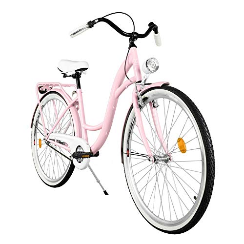 Milord. Komfort Fahrrad mit Gepäckträger, Hollandrad, Damenfahrrad, 1-Gang, Rosa, 26 Zoll von MILORD