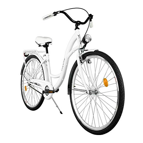 Milord. Komfort Fahrrad mit Gepäckträger, Hollandrad, Damenfahrrad, 1-Gang, Weiß, 26 Zoll von Milord Bikes
