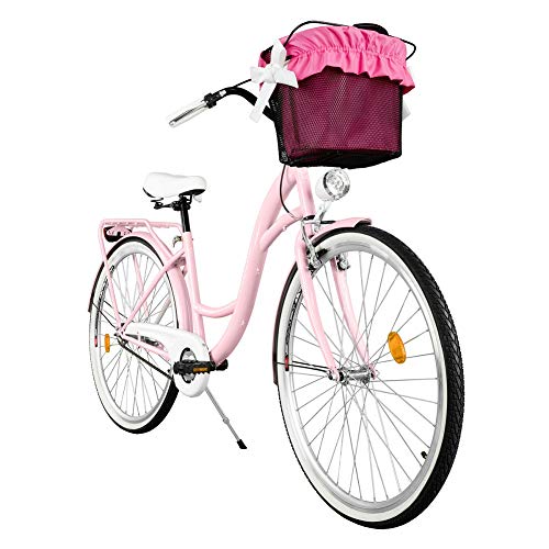 Milord. Komfort Fahrrad mit Rückenträger, Hollandrad, Damenfahrrad, 3-Gang, Rosa, 26 Zoll von Milord Bikes