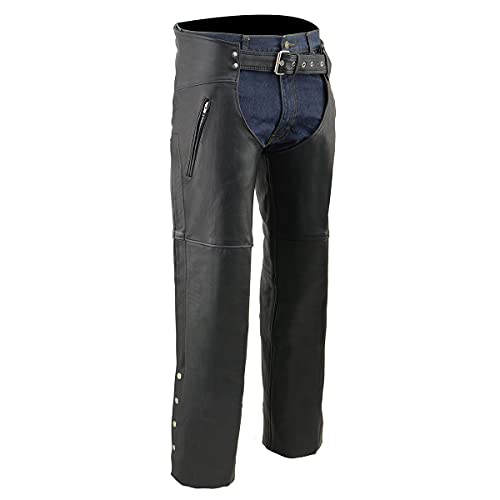 Milwaukee Leather - SH1190-BLACK-M SH1190 Herren Leder-Chaps mit Reißverschluss Oberschenkeltaschen – Größe M, Schwarz von Milwaukee Leather