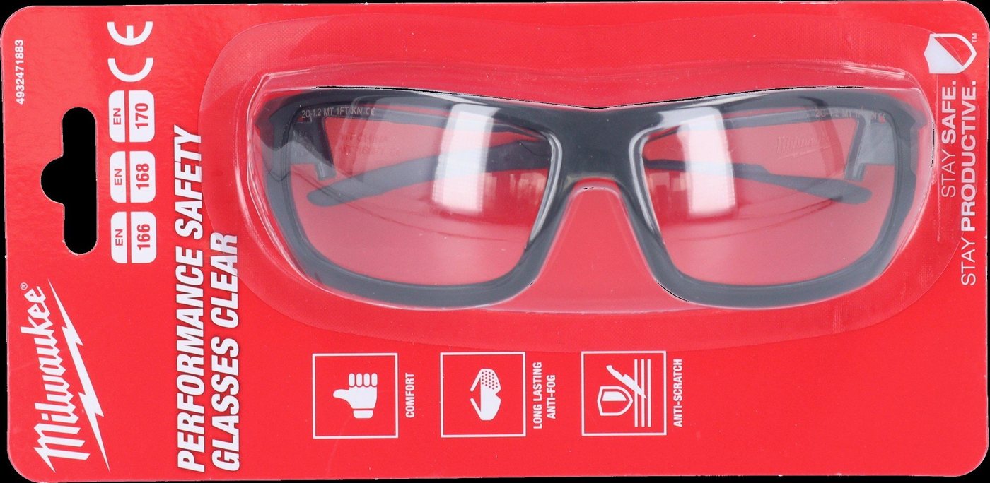 Milwaukee Arbeitsschutzbrille Performance Clear Safety Glasses 4932471883 Anti-Beschlag Beschichtung von Milwaukee