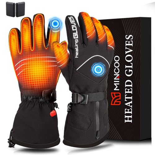 Mincoo Beheizte Handschuhe Herren Damen,Wiederaufladbar Beheizbare Winter Handschuhe Mit 7.4v/2700mah Akku Mit 3 Einstellbarer TemperaturFüR Skifahren Wandern Radfahren Motorrad (L) von Mincoo