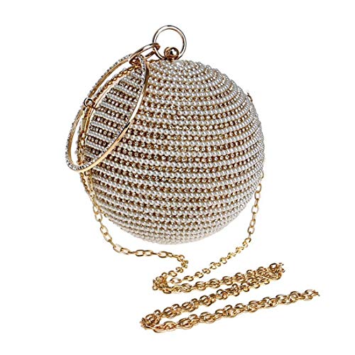 Mindruer Abendtasche, runde Kugel-Handtasche, Clutch, Handtasche mit Perlen, Diamant-Dekoration für Feinde Frauen (Gold) von Mindruer